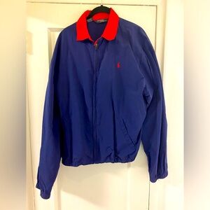 Ralph Lauren Blue Windbreaker with Red Accents - Size M